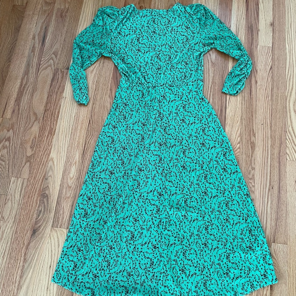 Mango. Elegant and casual Green Patterned Dress